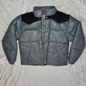 Hudson Mens Gray and Black Puffer Jacket Medium